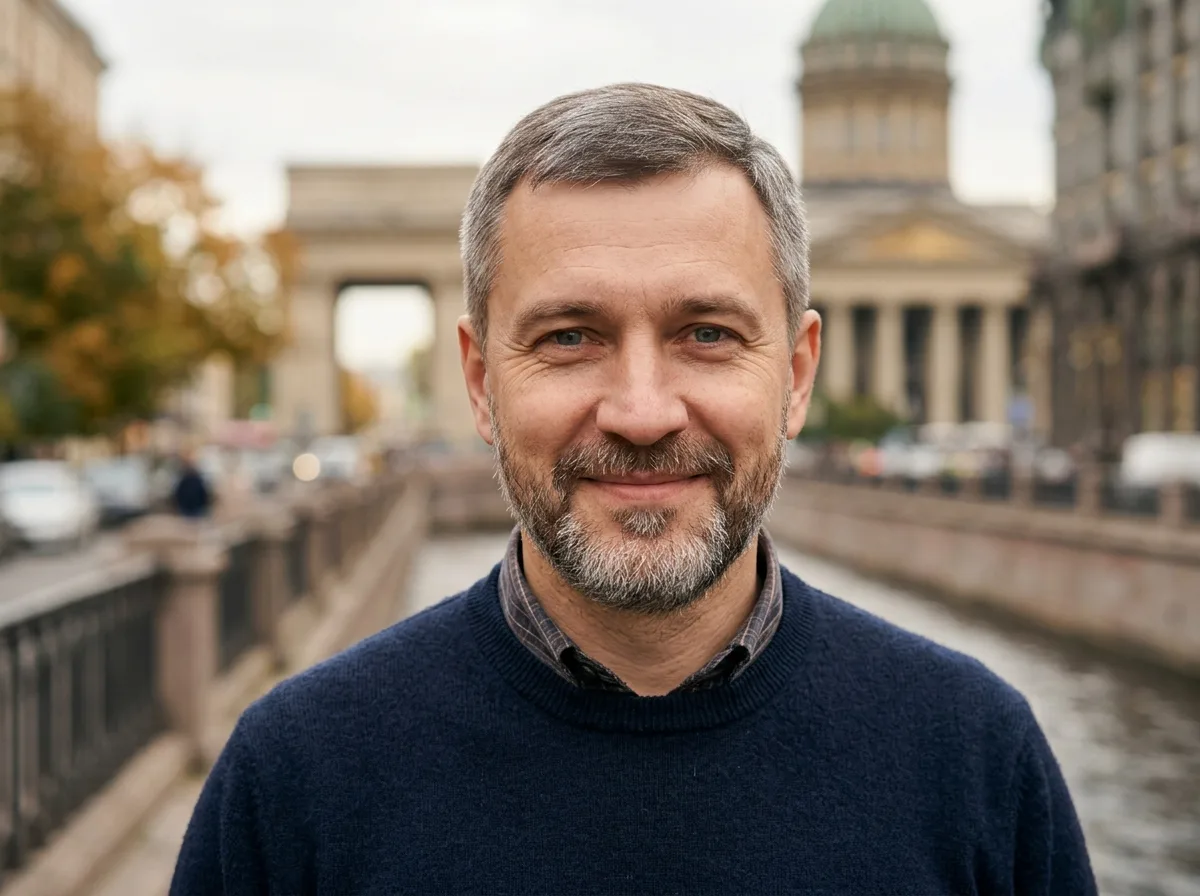 Аватар мужчины 45 лет, Андрей, житель Санкт-Петербурга, дружелюбный нейтральный портрет